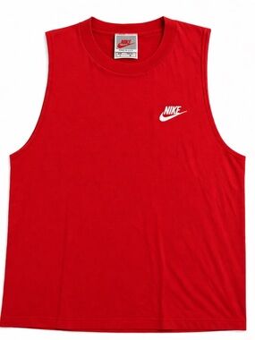 Vintage Nike Made in USA Sleeveless Shirt Red Swoosh Tank Top 90s Y2K Large Tee